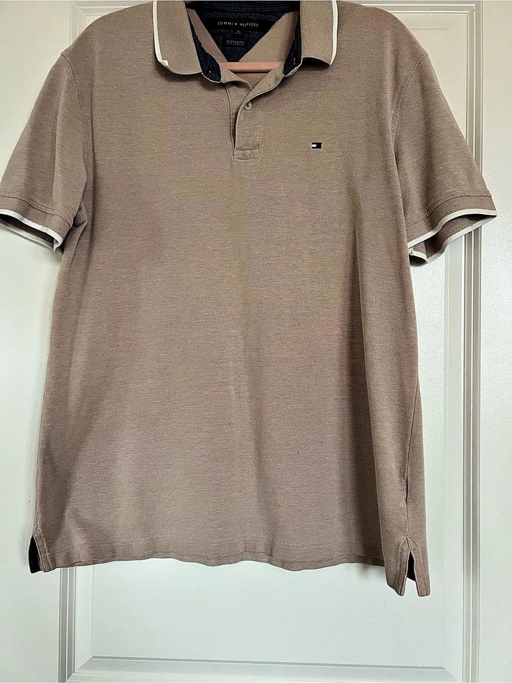 Tommy Hilfiger Custom Fit Polo Shirt Men's Cotton XL in Tan